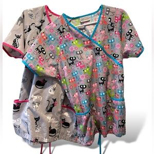 Women’s UA Scrubs Medical Scrubs Tops Cat Themed
